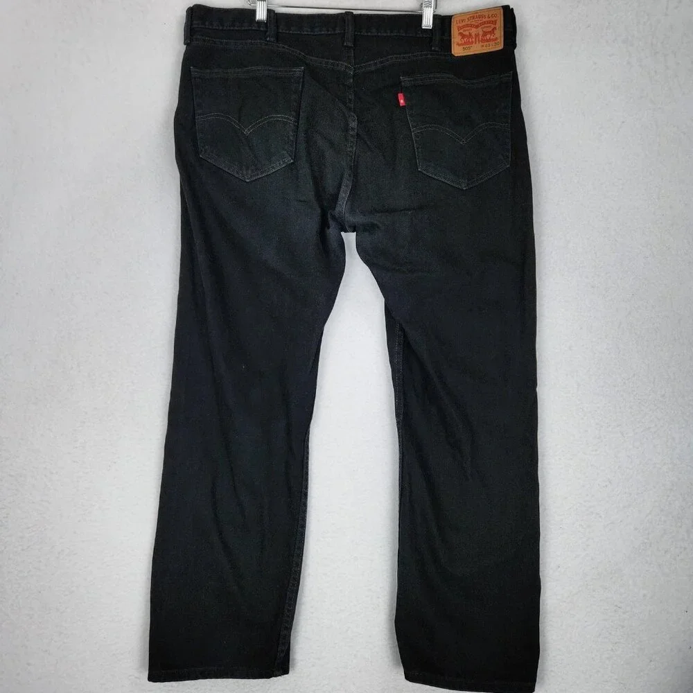 Levis Jeans Mens 40x30 Black 505 Straight Leg Denim Cotton Five Pocket Casual